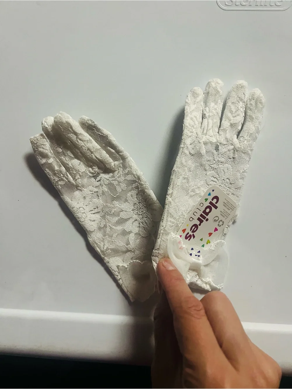 Claire's Small Girls White Lace Bow Dress Gloves